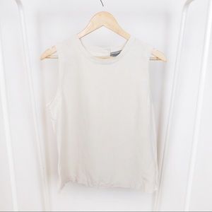 Vintage Beige Silk Sleeveless Blouse